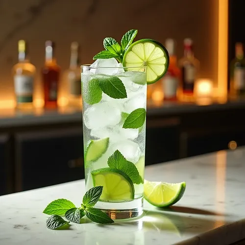A crisp Virgin Mojito(Non-Alcoholic Mojito) in a glass.
